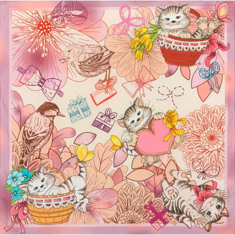 Carré en coton - textile artistique 80x80 -  Luna Atelier