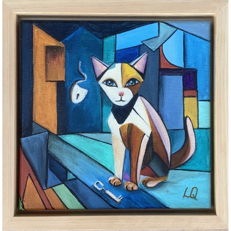 Chat Hamlet - Peinture acrylique originale sur toile par artiste-auteur Luna Quéré