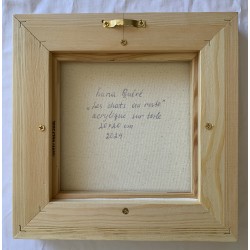 Chats au resto - Peinture acrylique originale sur toile par artiste-auteur Luna Quéré