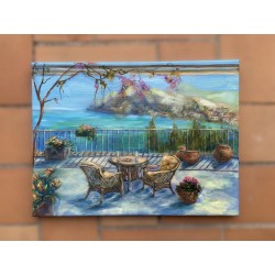 Terrasse méditerranéenne - Peinture à l'huile 30x40 cm par luna Quere