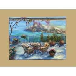 Terrasse méditerranéenne - Peinture à l'huile 30x40 cm par luna Quere